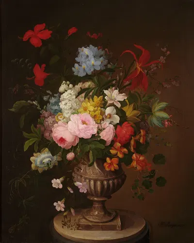 Flowers in a vase by Henryka Beyer, 1823 — digital art print download