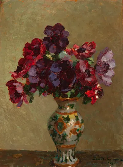 Anemones and patterned flower-vase by Ян Бохушевич, 1933 — digital art print download