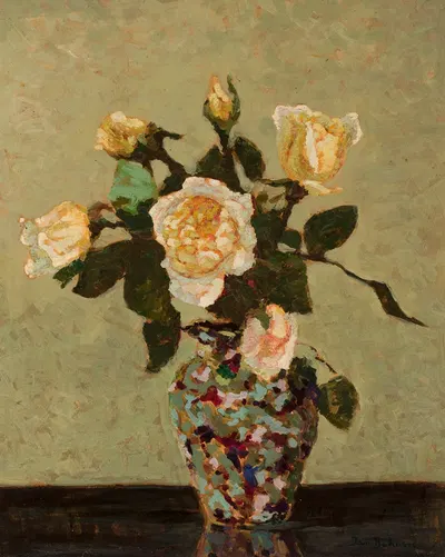 Tea roses and flower-vase from Murano by Ян Бохушевич, 1933 — digital art print download