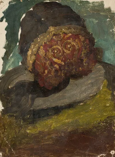 Woman's head in a cap, back view, study for the painting “Defence of Olsztyn by Karliński” by Kazimierz Alchimowicz, 1880 —…