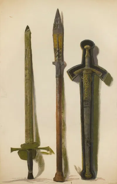 Coronation sword of Augustus III, the lance of St. Maurice and the sword of Sigismund Augustus by Леон Вычулковский, 1907 —…
