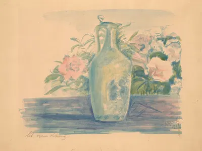 Still life with a jug and flowers by Леон Вычулковский, 1916 — digital art print download