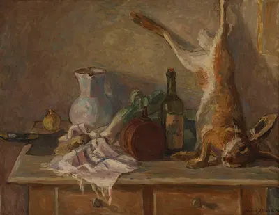 Still life (with a hare) by Leonard Pękalski, 1936 — digital art print download