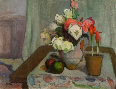 Still life with a vase of flowers by Władysław Ślewiński, 1899 — digital art print download