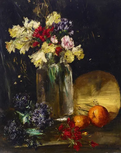 Still Life with Daffodils, Violets, and Oranges by Антуан Вольон — digital art print download