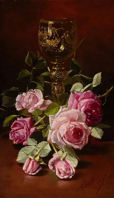 Still Life with Roses by Edward Chalmers Leavitt, 1897 — digital art print download