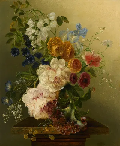 Bloemenstilleven by Jan Van Der Waarden, 1837 — digital art print download