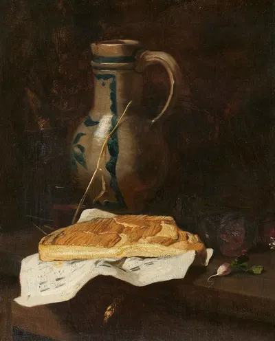 Stillleben mit Steinkrug und Camembert by Филипп Руссо — digital art print download