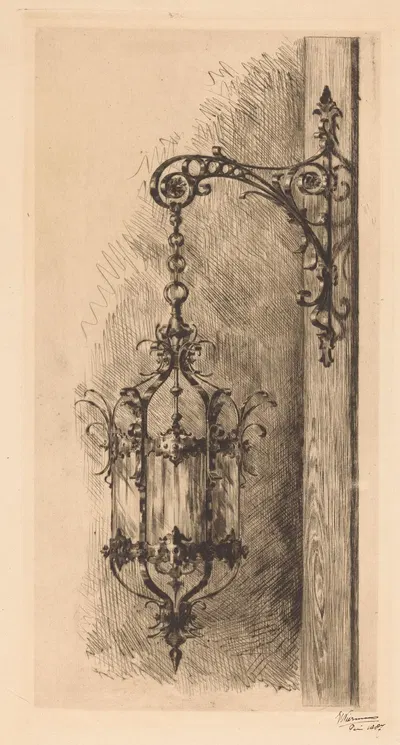Hanglantaarn aan een arm by Eduard Niermans, 1887 — digital art print download