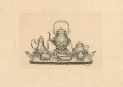 Koffie- en theeservies op een dienblad by Eduard Niermans, 1869-1890 — digital art print download