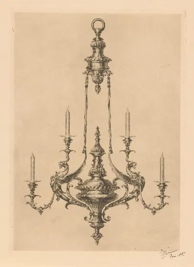 Kroonluchter met vier kaarsen by Eduard Niermans, 1887 — digital art print download