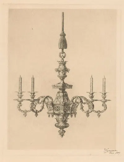 Kroonluchter met vier kaarsen by Eduard Niermans, 1887 — digital art print download