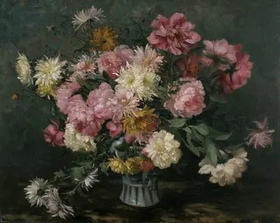 Chrysanthemums and Peonies by Эмма Де Винь, 1895 — digital art print download