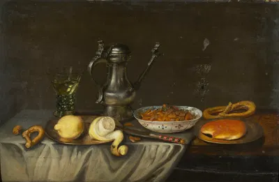 Still Life with Bread, Nuts and Lemons by Frans Ykens, 1636 — digital art print download