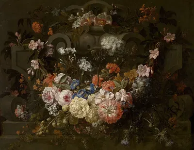 Cartouche with Flowers by Gaspar Peeter Verbruggen the Younger — digital art print download