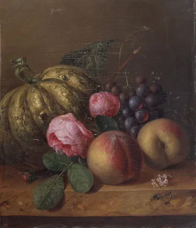 Still Life with Flowers and Fruits by Henri Robbe — digital art print download