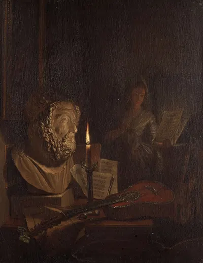 Allegory of Music and Poetry by Николаес Муйс, 1785 — digital art print download
