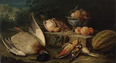 Still Life with Birds by Филипп Ламбер Жозеф Спруйт — digital art print download