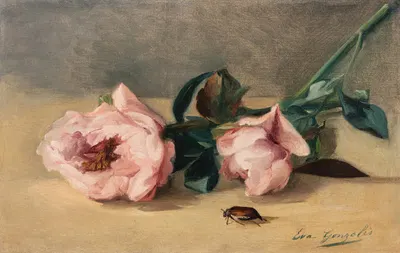 Les pivoines et le hanneton by Ева Гонсалес, 1871 — digital art print download