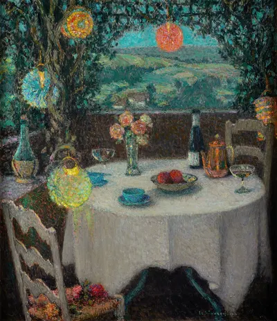 La Table sous la tonnelle by Анри Ле Сиданер, 1932 — digital art print download