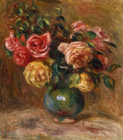 Roses dans un vase vert by Пьер-Огюст Ренуар, 1910-1912 — digital art print download