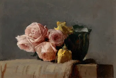 Yellow and Pink Roses by Деннис Миллер Бункер, 1886 — digital art print download