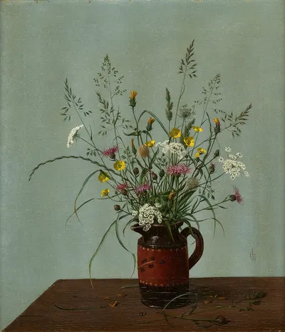 Wiesenblumen-Strauß in Milchkanne by Герберт Бёттгер, 1938 — digital art print download
