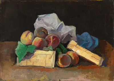 Sechs Pfirsiche mit einer Schachtel by Karl Hofer, 1938 — digital art print download