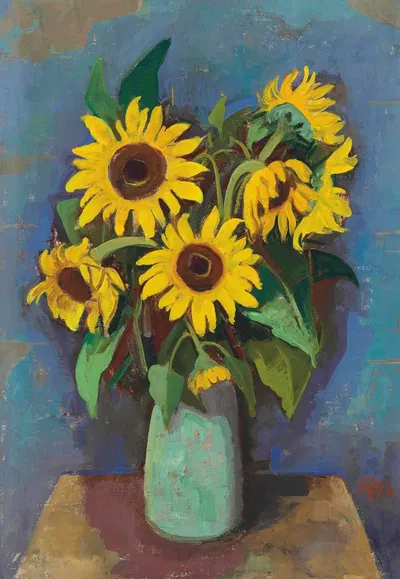 Sonnenblumen in Vase by Karl Hofer, 1946 — digital art print download