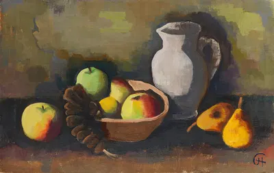 Still Life with Jug and Fruit in a Bowl by Karl Hofer, 1934 — digital art print download