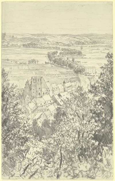 Landschaft bei Kissingen von der Bodenlaube aus by Адольф фон Менцель, 1865 — digital art print download