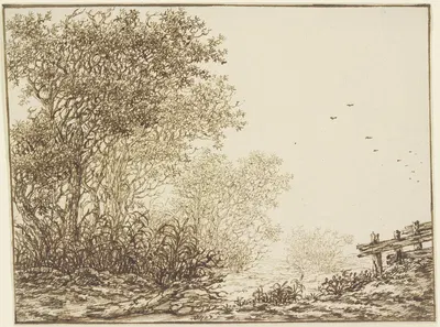 Landschaft mit Bäumen und Weidegatter by Адриан Хендрикс. Вербум — digital art print download