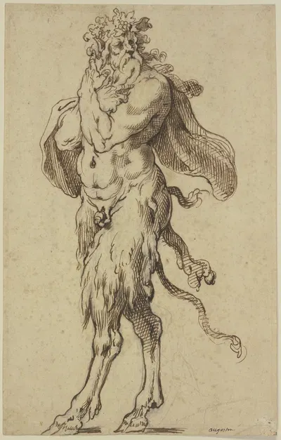 Old satyr to the left by Агостино Караччи — digital art print download