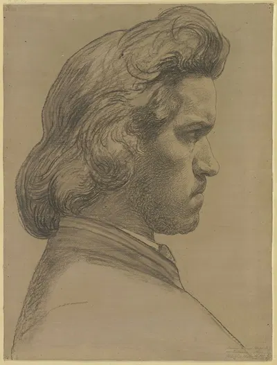 Selbstporträt des Künstlers by Albrecht Bräuer, 1855 — digital art print download