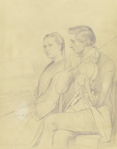 Doppelbildnis der Geschwister Philipp und Sophie Hoff. by Albrecht Bräuer, 1853 — digital art print download