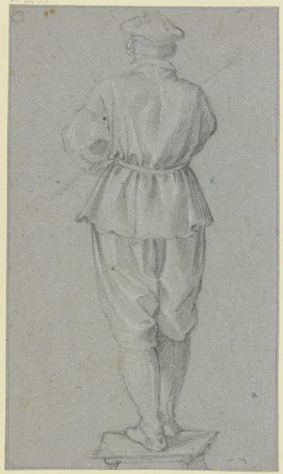Stehender Mann auf einem Schemel in Rückenansicht by Alessandro Casolani — digital art print download