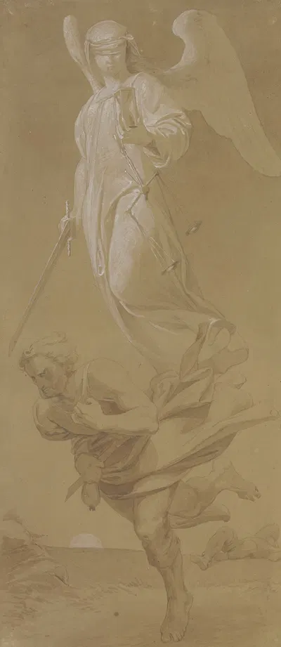Nemesis, als Justitia einen Mörder verfolgend by Альфред Ретель — digital art print download