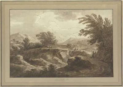 Landschaft mit einem Hohlweg und mehreren Figuren by Андреа Локателли — digital art print download