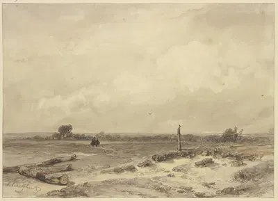 Flat landscape by Andreas Schelfhout — digital art print download