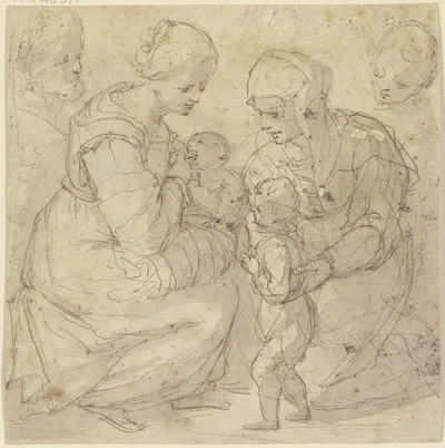 Die Heilige Familie mit der Heiligen Elisabeth und dem Johannesknaben by Annibale Carracci — digital art print download
