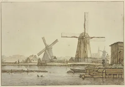 Drei Windmühlen bei Amsterdam by Антони ван Борссом — digital art print download