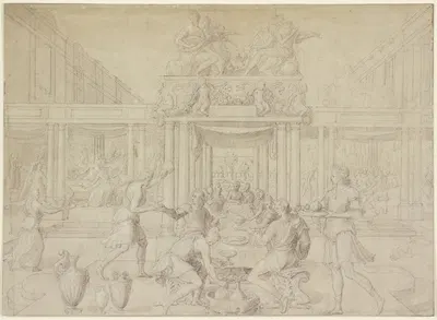 Festmahl des Königs Ahasveros by Antoine Caron — digital art print download