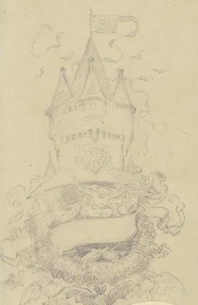 Das Fest auf dem Eschenheimer Turm by Антон Бургер, 1862 — digital art print download