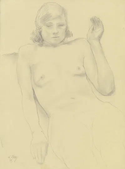 Reclining female nude by August Haag, 1929 — digital art print download