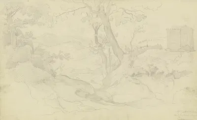Bergige Waldlandschaft bei Affile by Август Лукас, 1831 — digital art print download