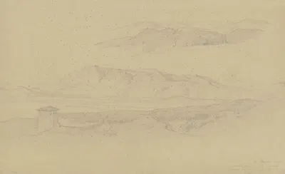 Landschaftsstudie Frascati und Tivoli by Август Лукас, 1834 — digital art print download