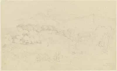 Mountain landscape near Olevano by Август Лукас, 1831 — digital art print download