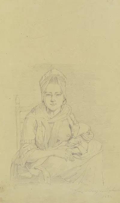 Nursing mother with child by Август Лукас, 1824 — digital art print download
