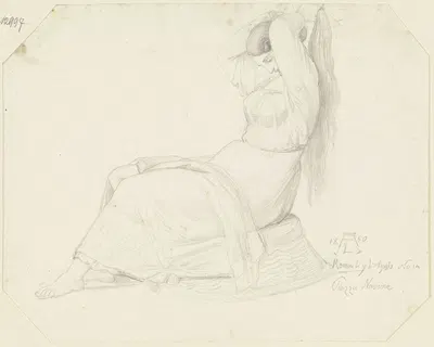 Römerin, ihr Haar flechtend by Август Лукас, 1850 — digital art print download