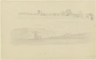 Römische Ruinen und Blick auf die Berge in der Campagna by Август Лукас, 1830 – 1831 — digital art print download